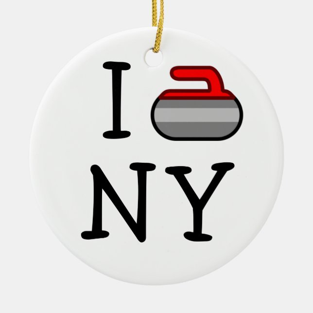 I Curl NY ~Ardsley Curling Club Ceramic Ornament (Front)