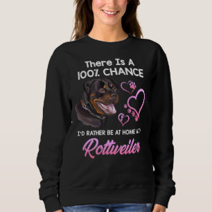 I D Rather Be At Home With Rottweiler Fitted Sweatshirt