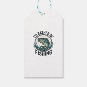 I’d Rather Be Fishing Vintage Bass Fisherman T-Shi Gift Tags