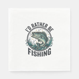 I’d Rather Be Fishing Vintage Bass Fisherman T-Shi Napkin