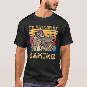 I D RATHER BE GAMING   Bear Playing Video Games T-Shirt