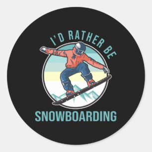 I’d Rather Be Snowboarding Retro Ski Goggles Winte Classic Round Sticker