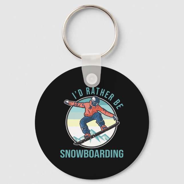 I’d Rather Be Snowboarding Retro Ski Goggles Winte Keychain (Front)