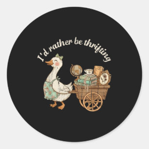 I’d Rather Be Thrifting Cute Vintage Goose Design Classic Round Sticker