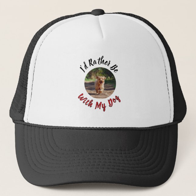 I’d Rather Be With My Dog – Personalized Pet Lover Trucker Hat (Front)