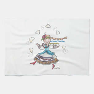 I Dance for Perogies, Pierogies, pyrohy Ukrainian Kitchen Towel