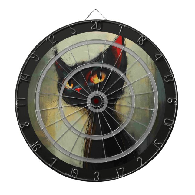 I Dare Ya, Throw that Dart Black Cat Regulation Dartboard (Front)