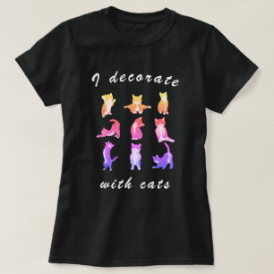I Decorate with Cats Funny Rainbow Cat Clip Art T-Shirt