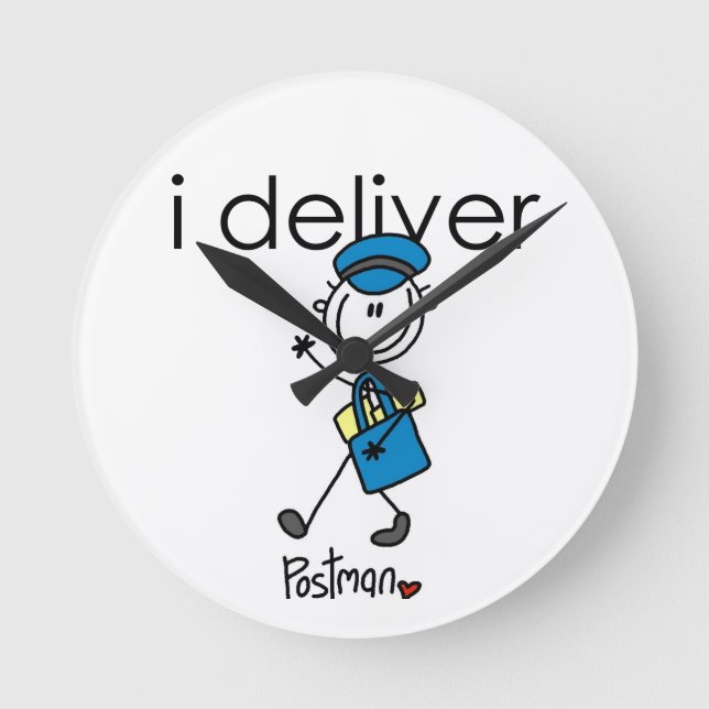 I Deliver Mail Carrier Round Clock (Front)