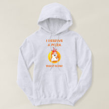 I deserve a pizza right now slogan with angry cat