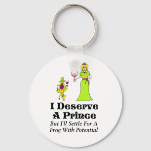 "I Deserve A Prince" Wine Princess & Wine Prince Keychain