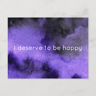 I Deserve to be Happy Purple Affirmation Postcard