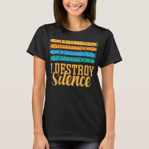 I Destroy Silence BACKPRINT - Band Clarinet and Fl T-Shirt