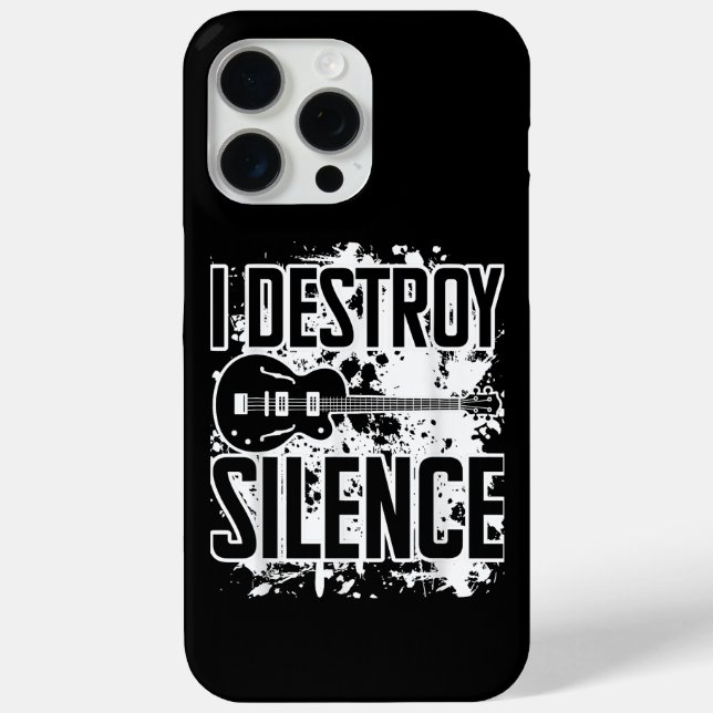 I Destroy Silence Bass Player Funny Guitar Music E Case-Mate iPhone Case (Back)