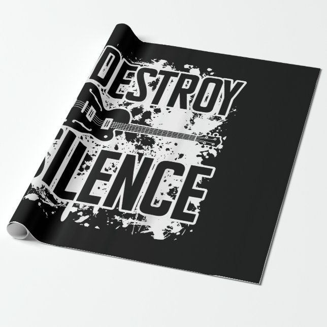 I Destroy Silence Bass Player Funny Guitar Music E Wrapping Paper (Unrolled)