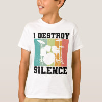 I Destroy Silence Distressed Vintage Drummer Retro