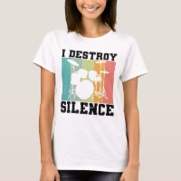 I Destroy Silence Distressed Vintage Drummer Retro