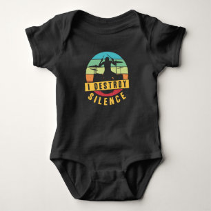 I Destroy Silence  Drummer Musician Drumsticks Baby Bodysuit