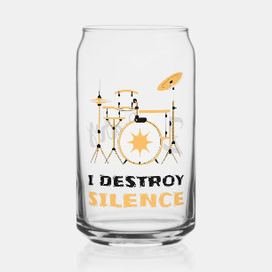 I Destroy Silence Funny Drummer Can Glass