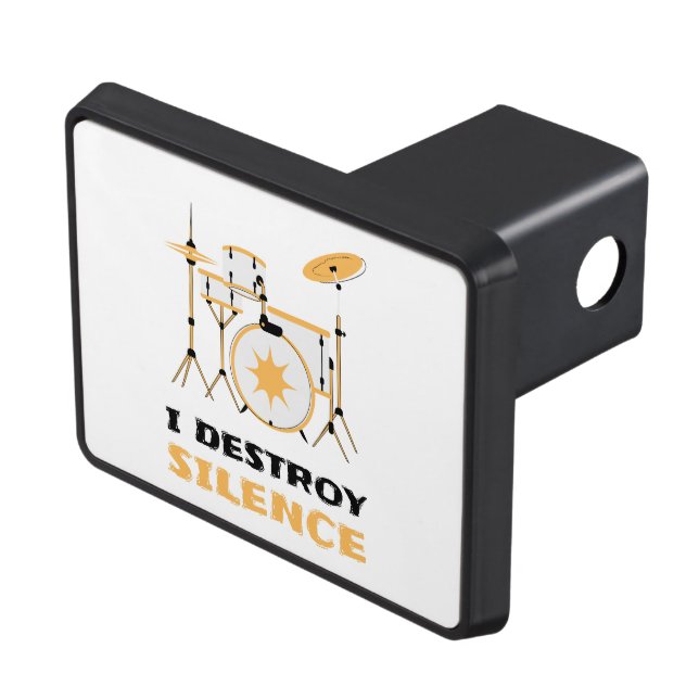 I Destroy Silence Funny Drummer Trailer Hitch Cover (Top Right)