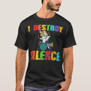 I Destroy Silence  Funny Unicorn Drummer  Drum Kit T-Shirt