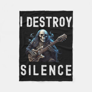 I Destroy Silence Ghost Guitar Funny Guitar  Fleece Blanket