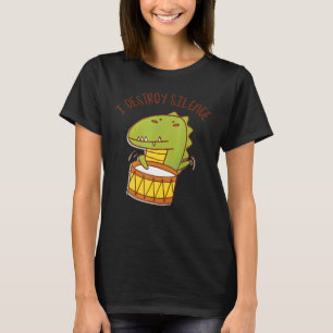 I Destroy Silence Rockstar Alligator Playing Drums T-Shirt