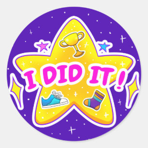 I Did It Blue Classic Round Sticker