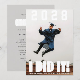 I DID IT Modern Bold Typography Photo Graduation Announcement