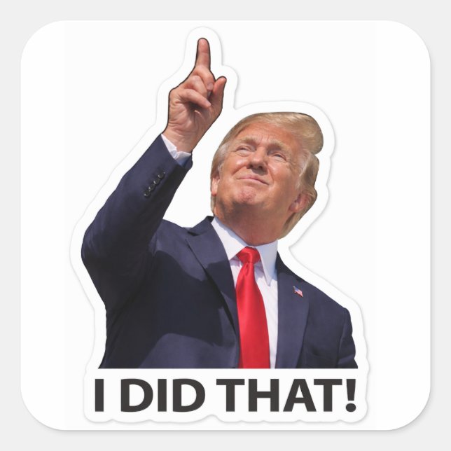 I did that political humor meme square sticker (Front)
