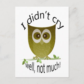 I didn't cry, well, not much! funny cute Owl art Postcard