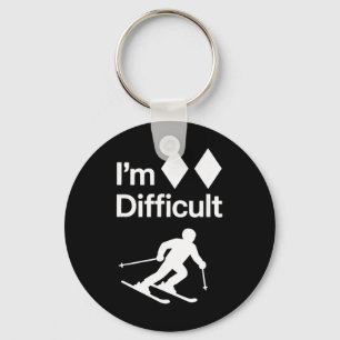 I Difficult Double Black Diam0nd Ski Snowboard Ski Keychain