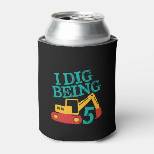 I Dig Being 5 Excavator Birthday Boy Turning Five Can Cooler