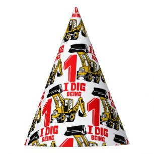 I Dig Being One Construction  1st Birthday Party Hat