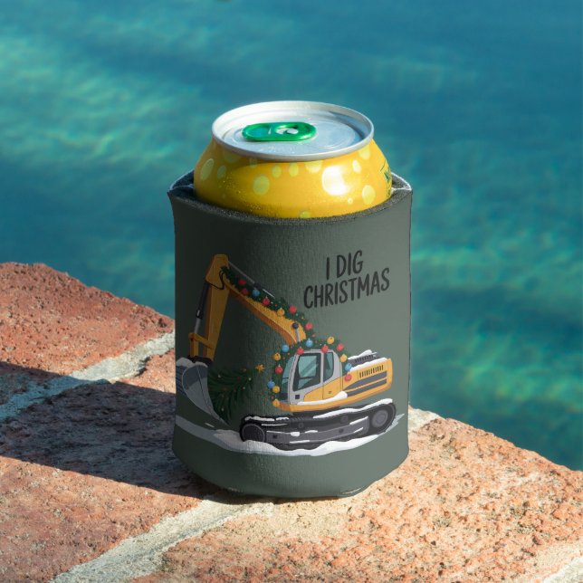 I Dig Christmas Excavator Santa Boy Funny Kids  Can Cooler (In Situ Pool)
