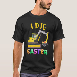 I Dig Easter Bunny Rabbit Driving Tractor Funny Eg T-Shirt