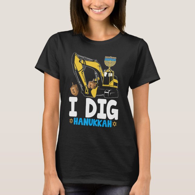 I Dig Hanukkah Excavator Construction Kids Boys Ch T-Shirt (Front)