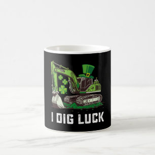 I Dig Luck Excavator St Patrick's Day Irish Coffee Mug