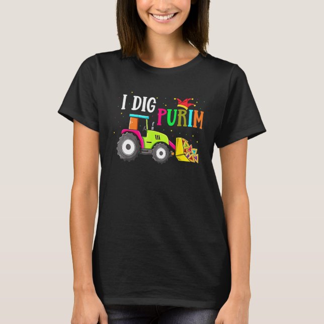 I Dig Purim Hamantaschen Tractor Jewish Toddlers B T-Shirt (Front)