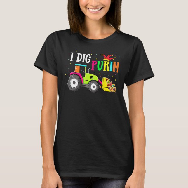I Dig Purim Hamantaschen Tractor Jewish Toddlers B T-Shirt (Front)