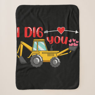 I Dig You Backhoe Valentine Sherpa Blanket