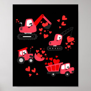 I Dig You Construction Trucks Valentine's Day Boys Poster