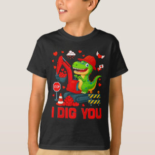 I Dig You Funny Heart Dinosaur Truck Valentine Boy T-Shirt