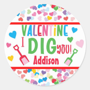 I Dig You Shovel Valentine School Gift Classic Rou Round Sticker