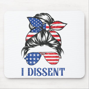 I dissent, American flag women messy bun  Mouse Pad