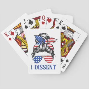 I dissent, American flag women messy bun Playing Cards