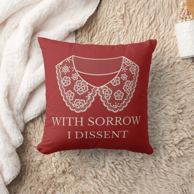 I Dissent Lace Collar Abortion Ban Protest   Throw Pillow (Blanket)