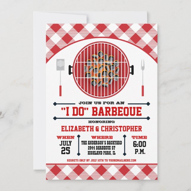"I Do" Barbecue Grill Invitation Red (Front)