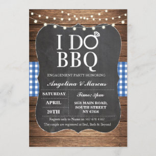 I DO BBBQ Blue Couple’s Shower Chalk Invitation