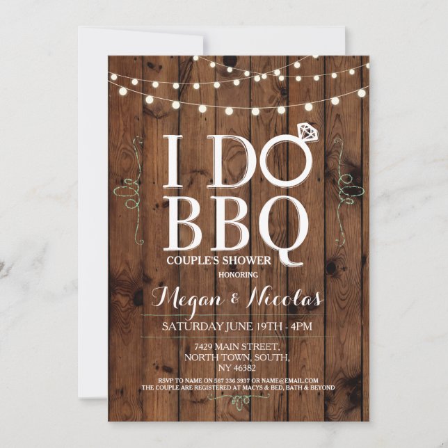 I DO BBBQ Chalkboard Wood Engagement Invitation (Devant)